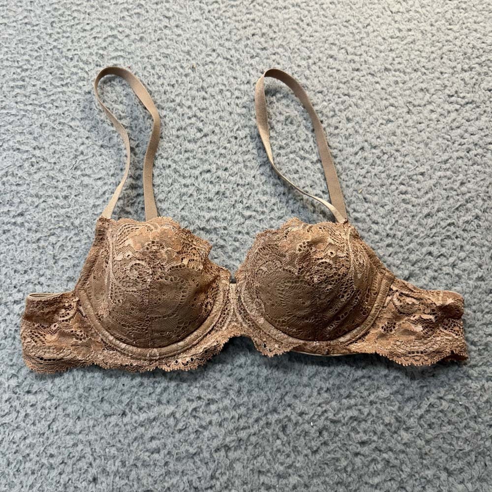 Thirdlove Bra 34A Balconette Bra Lace Bralette Gold Lace 24/7